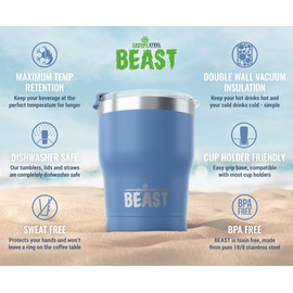 Beast 10 oz Tumbler Stainless Steel Vacuum Insulated Coffee Ice Cup Double Wall Travel Flask (Stormy Sky)