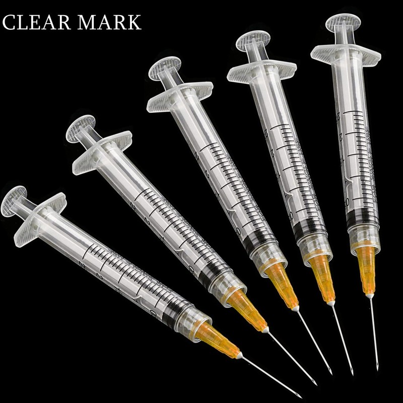 100 Pack 2ml (2.5ml) Plastic Luer Lock Syringa with 25Ga