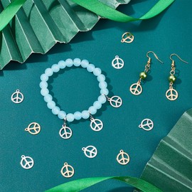 UNICRAFTALE Peace Charms Peace Sign Jewellery Pendant 304 Stainless Steel Peace Pendant Bracelet Pendant Earring Charms Necklaces Pendant for Jewellery Making, Stainless Steel
