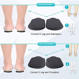 Haofy Heel Inserts Heel Cushion Supination Insoles, Heel Cups Lateral Inner Heel Wedge Insert for O/X Type Leg, 2 Pairs Heel Gel Support Pads Orthopedic Insoles for Supination and Pronation