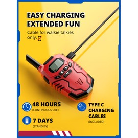 Inspireyes Walkie Talkies for Kids Rechargeable, Long Range 2 Way Radio, Outdoor Beach Camping Road Trip Role Play Toys Birthday Xmas Gift for Boys Age 7-12, 2 Pack