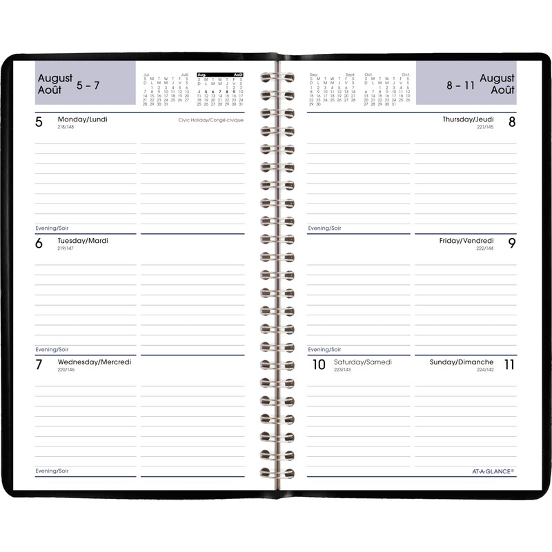 AT-A-GLANCE (DayMinder) Desk Weekly Academic Planner, Assorted Colours, Bilingual (AY41F1025)