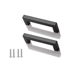SYDARSYN Pack of 2 Handles for Kitchen Cabinets, Furniture Handles, Black Stainless Steel, Hole Spacing 96 mm, Kitchen Handle, Cabinet Handles, Drawer Handles, Square Handle