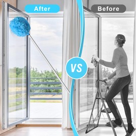 Storystore Ceiling Fan Cleaner Duster, Adjustable and Removable Fan Blade Cleaner from 13 to 49.7 Inches for High Ceiling, Fan Duster with Extension Pole for Window Top Bookshelves