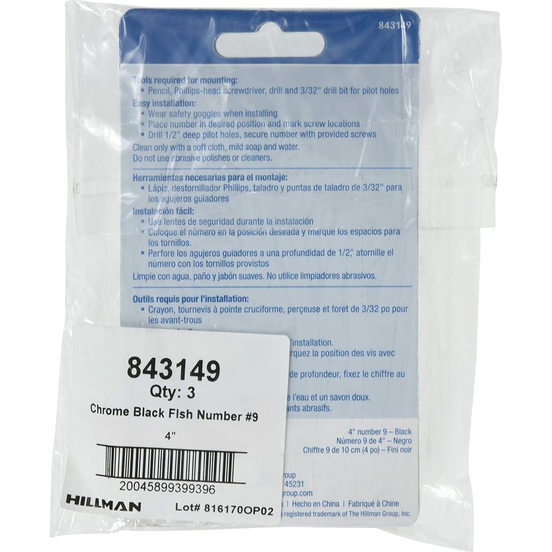 Distinctions 843149 Black Flush-Mount 4-Inch House Number 9