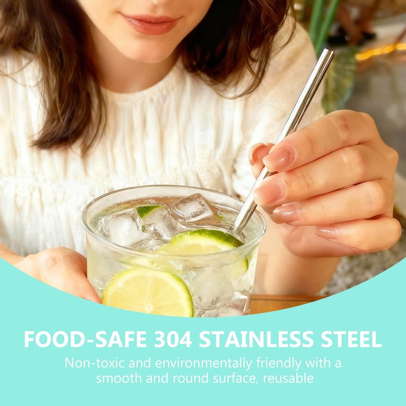 Stainless Steel Metal Straws Drinking - 8 Pcs Reusable Straws