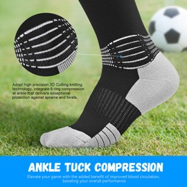 IRAMY Compressive Soccer Socks with Ankle Compression Support Coolmax Moisture-Wicking Anti-Slip Football Baseball Softball Socks 3 Packs