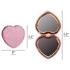 BUNCHBRAVO Compact Mirror Heart Shape for Women, Glittery Pink Double-Sided