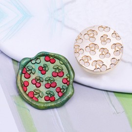 WASOHLING Cherry Sealing Wax Stamp, Vintage 25mm Removable Brass Stamp Head with Wood Handle, Great for Wedding Invitations, Envelopes, Wine Packages, Gift Wrapping