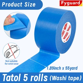Fyguard 5 Rolls Painters Tape 2 Inch Wide, Blue Painters Tape Bulk 1.89In × 55Yd × 5 Rolls Painters Tape, Multi-Surface Blue Masking Tape for Wall Painting Edge Treatment DIY Crafts, Total 275 Yards | Fyguard