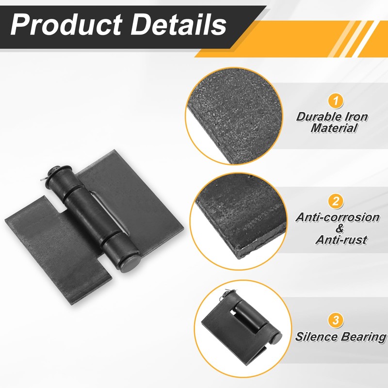 sourcing map 2 Pack Heavy Duty Weldable Hinges, 3.19" x