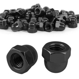 QZKJQDD 20 Stück Hutmuttern M6 Edelstahl, Hutmuttern M6, Sechskant Hutmuttern, Sechskant Hutmuttern A2 V2A Kappenmuttern für Schrauben Gewindestangen Gewindebolzen (Schwarz)