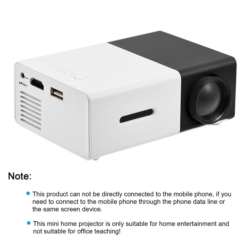 Mini Stylish Home Theater Portable LED Projector Multimedia Player Black
