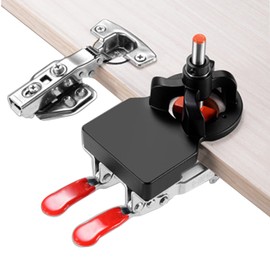 Etersec 35mm Concealed Door Hinge Jig, Double Jig Cabinet Hinge, Pocket Hole Jig Set, Aluminum Machining Surface, for Wood Products Drilling