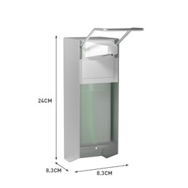 HOUSEHOLD WORLD Eurospender, Wall Mounted Soap Dispenser with Elbow Print for Disinfectants and Hand Soaps, White Soap Dispenser, Aluminium, 500 ml