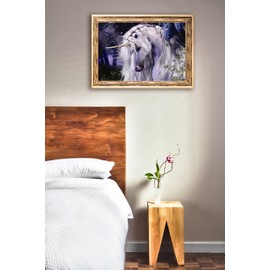 Paint by Numbers Adults Unicorn White Dark Night 40 x 50 cm Paint by Numbers without Frame DIY Oil Acrylic Canvas Picture Decoration Magic Unicorn Night