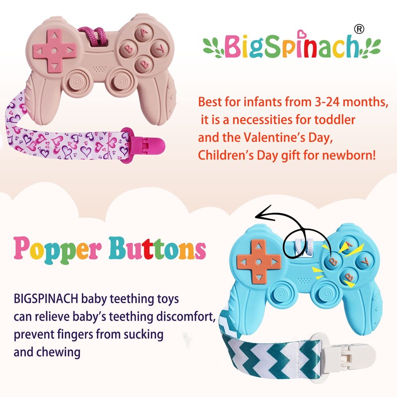 BIGSPINACH Baby Video Game Controller Teether Toy Funny Baby Teething