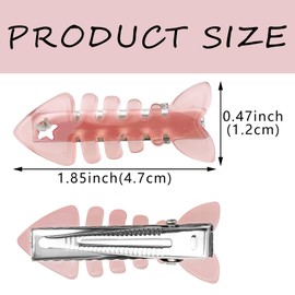 4 Pack Fish Bone Hair Clips for Girls Thin Hair Mini Pink Hair Clamps Duckbill Clip Barrettes Fish Bone Styling Hair Accessories for Women Girls