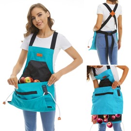Raisingwell Gardening Apron with Pockets for Women, Adjustable, Ergonomic, Water-resistant, Washable, Garden Harvest Pouch with Quick Release Pockets (Sky BLue)