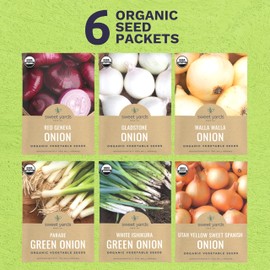Organic Onion Seeds Variety Pack - 6 Individual Packs - 2025 Season - Walla Walla, Gladstone, Red Geneva and More! for Indoor & Outdoor Planting (Non-GMO, Certified Organic)