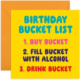 Old English Co. Funny Birthday Cards for Mum - Bucket List - Silly Birthday Card for Dad, Uncle, Auntie - Hilarious Birthday Card for Female Friend - Drunk Alcohol Booze Birthday Card | Blank Inside