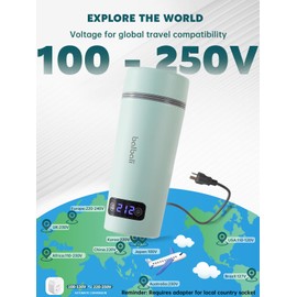 balbali Dual Voltage Travel Kettle 100-250V - 12oz Portable Water Boiler/Warmer/Heater for Boiling Water - 4 Preset Temperature Control Portable Tea Kettle Electric Travel - Green