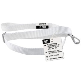 EZ-Xtend Premium Adjustable Bimini Top Strap with Loop and Single Snap Hook Stainless Steel Boat Bimini Top Hardware, Pontoon Boat Accessories Canopy Replacement Straps (Package of 1, White, 40"- 68")