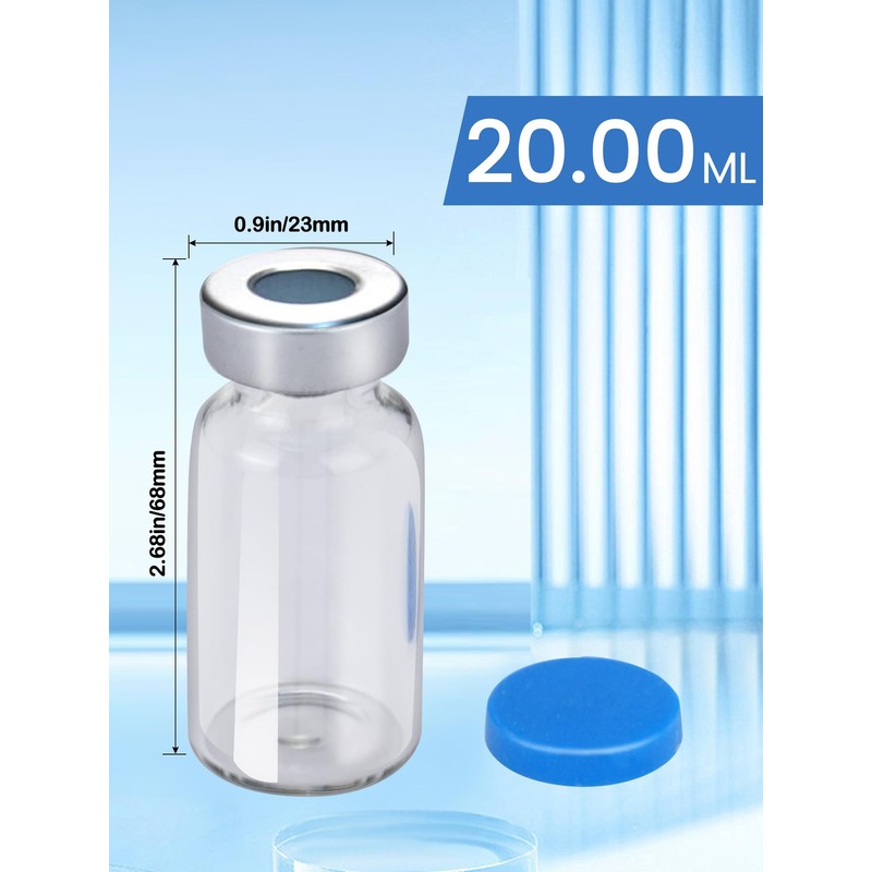 20ml Glass Vials for Injections, Self-Healing Injection Port, Sterile Empty