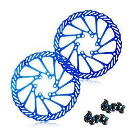 CNCLOL Bicycle Brake Disc 160 mm 180 mm 203 mm for MTB Road Bike Mountain Bike BMX Pack of 2 Brake Discs with 12 Screws Disc Brake Rotors (Blue/Gold/Rainbow)