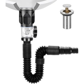 GUOYOU Siphon Sink Kit, Sink Drain Fitting Kit with Flexible Drain Hose, Sink Drain Pipe Kit, Anti Clogging Odour Resistant, Bathroom, Kitchen, Extendible 300-1000 mm