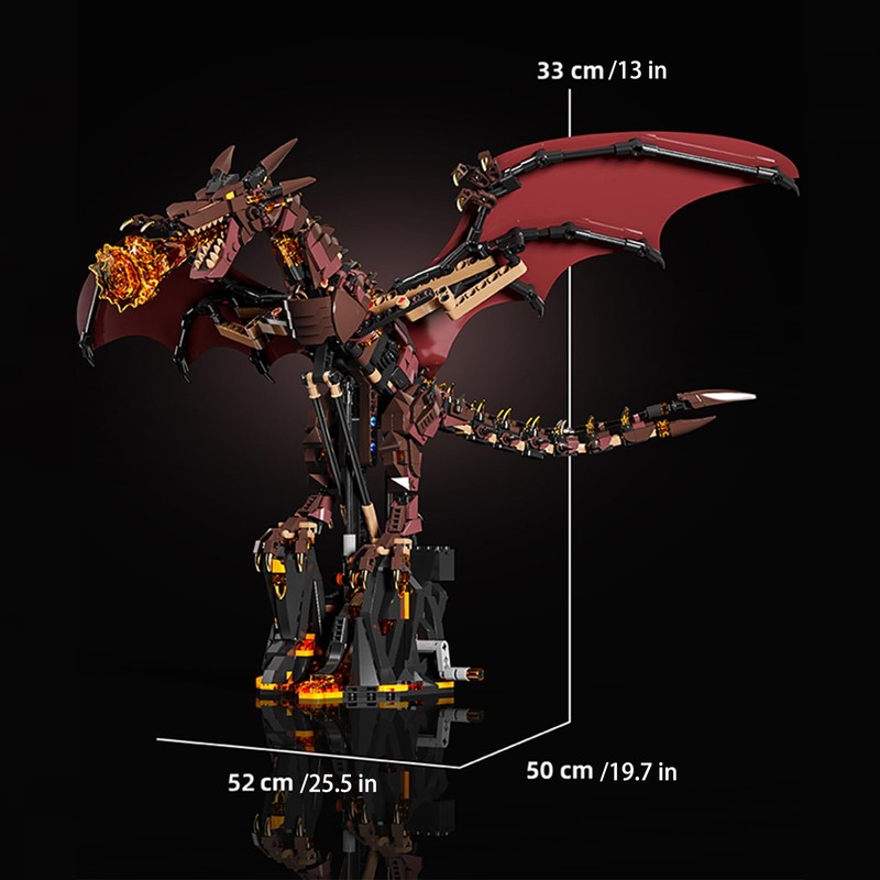 DOLBLOCK Mechanical Fire Dragon Building Blocks Set, Flame Dragon Model
