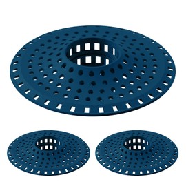 Aluvor Bathtub Drain Hair Catcher,Silicone Tub Hair Catcher Drain Protector,All-in-one Shower Hair Drain Catcher Strainer for 1.48'' to 1.76'' Regular Drains, 3PCS/Navy Blue
