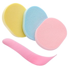 【Hair Removal Cream Compatible】 Washable and reusable hair removal support set includes a dedicated wipe spatula and 3 pieces of 100% PVA body sponges that are gentle on the skin and skin friendly to