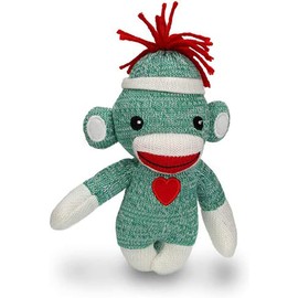 Made By Aliens Adorable Sock Monkey 6 Inches, The Original Traditional Hand Knitted Stuffed Animal Toy Gift-for Kids, Babies, Teens, Girls and Boys Baby Doll Present Puppet (Green)