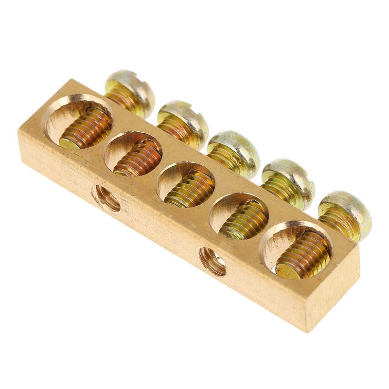 Pack of 10 Wire Screw Clamp, 5-Hole Brass Electrical Distribution