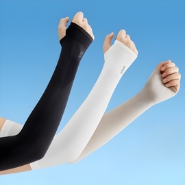 UV Protection Cooling Arm Sleeves with Hand Cover for Men & Women (Golf & Sports) Tennis White 20ea