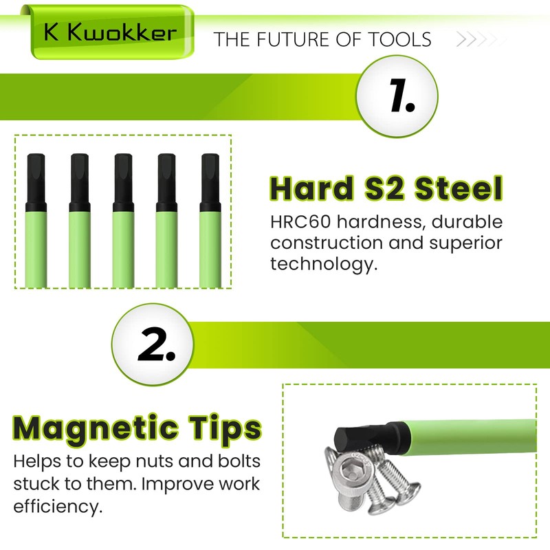 K Kwokker 7PCS 3MM Allen Wrench Drill Bits, 1/4 Inch