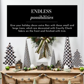 MACKENZIE-CHILDS Courtly Check Forest Tabletop Christmas Trees, Tabletop Christmas Decorations, Set of 2