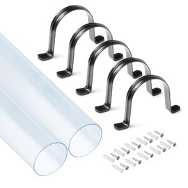 POWERTEC Clear PVC Pipe 4" x 36" Long, 2PK Plastic Tubing and 5PK Pipe Straps w/Anchors & Screws Compatible w/Dust Collection Fittings - Hose for Woodworking Tools (70471)