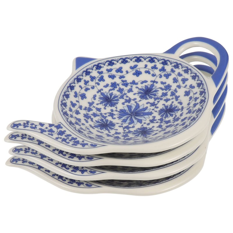 Alipis 4pcs Ceramic Tea Bag Coasters Spoon Rests Teabag Holder