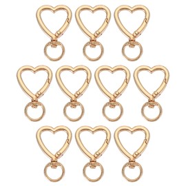 PATIKIL Little Heart Keychain Clip, 10 Pcs Little Heart Swivel Key Ring Snap Hook Clip Zinc Alloy Trigger Spring Buckle for Keychains Bags Purses Handbag Jewelry Making, Light Gold