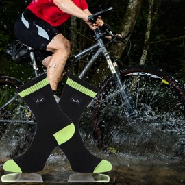 OTTERSHELL Waterproof socks for Men, 100% waterproof, breathable, windproof socks. for outdoor Pursuits. (UK, Numeric, 3, 5, Regular, Regular, Black Yellow)