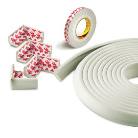 Komfortology Protectores de Seguridad de Bordes Afilados y Muebles, cojín de Espuma Protectora de 16 pies, Juego de Espuma a Prueba de niños y Seguro para Mesa, Chimenea, encimera, Color Blanco