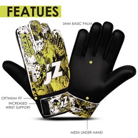 Soccer Goalie Gloves, Goalkeeper Gloves Fingersave,Soccer Gloves 4mm Latex Strong Grip Finger Spine Protection,Goalie Gloves for Kids Youth (Fluorescent Yellow, Size 6 Suitable for 13-15 Years)