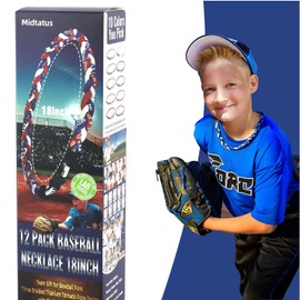 Midtatus 18inch Baseball Necklace,12 Pack, Team Gift for Baseball Funs, Fashion Three Braided Titanium Tornado Rope Design with Muti - Color for Pick (18.1, Maroon-Grey-White)