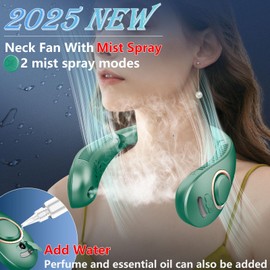 Cooling Neck Fan,Neck Misting Fan-Foldable Bladeless Personal Fans for Your Neck,Mini USB Rechargeable Battery Operated Neck Cooler Device, Mother'S Day Father'S Day Mom Dad Kids Birthday Gifts Green