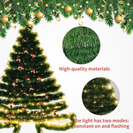 Wall Hanging Christmas Tree DIY Wall Christmas Tree with Lights, 50FT Garland, Xmas Tree Christmas Decoration for Home Living Room Wall Indoor