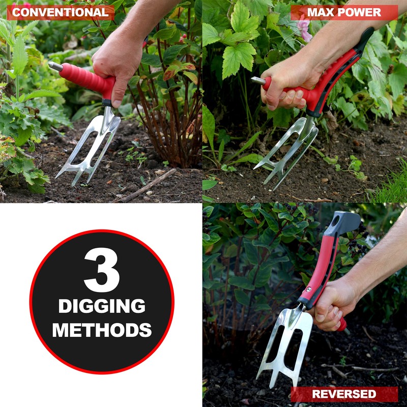 Roamwild Multi-Digger Dual Grip Garden Hand Trowel (Hand Fork/Cultivator)