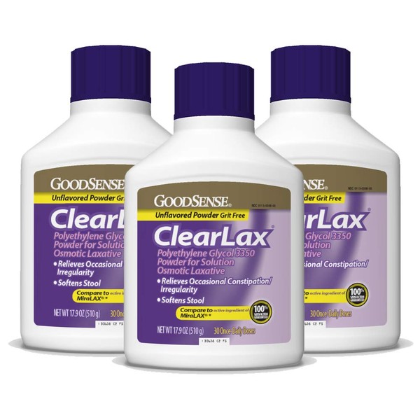 GoodSense ClearLax, Polyethylene Glycol 3350 Powder for Solution, Osmotic Laxative,
