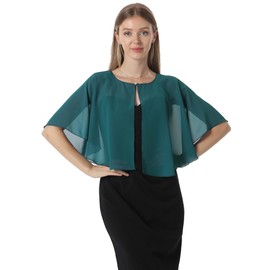 Chiffon Capelet Women's Soft capes Shawls and Wraps for Evening Dress Wedding Cape Cover Up (Tea)